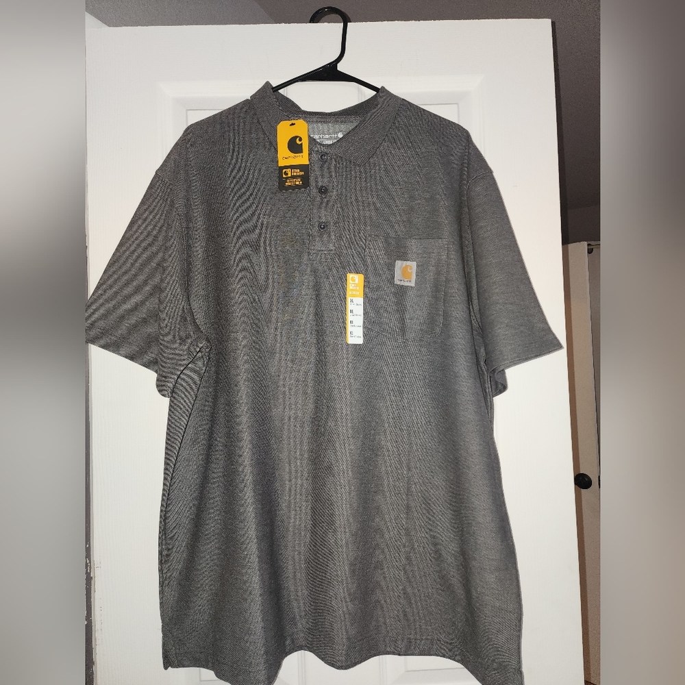 NEW Carhartt Men’s Polo Shirt – Charcoal – Size XL Stain Breaker® Loose Fit